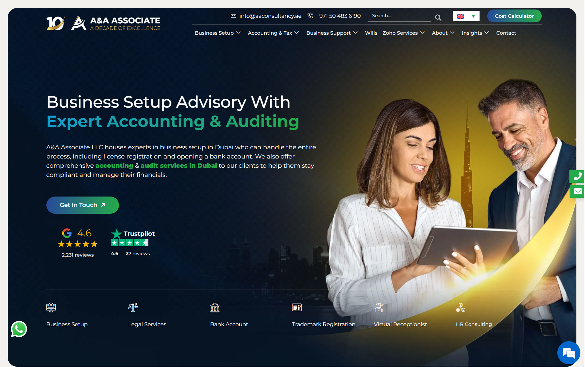 A&A Consultancy Website Screenshot
